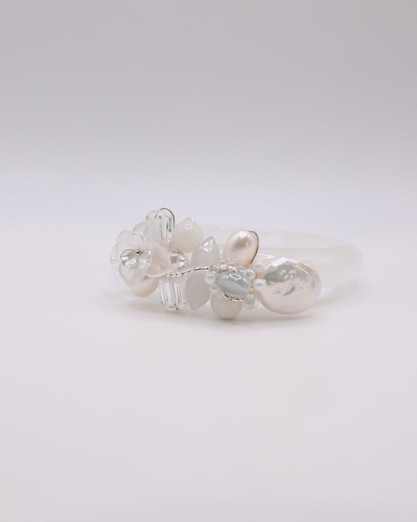 Crystal Frost White Phantom Quartz Crystal Bangle