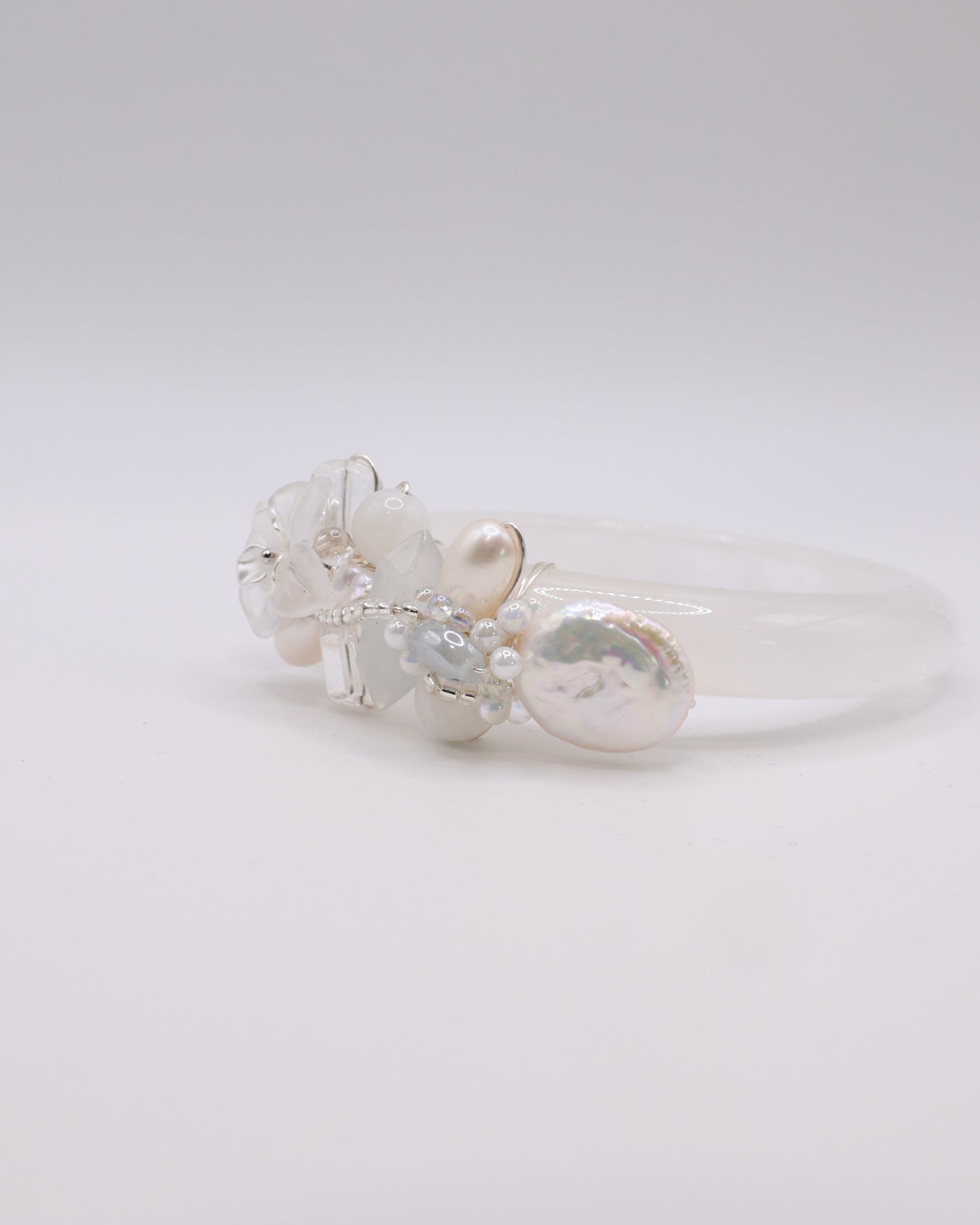 Crystal Frost White Phantom Quartz Crystal Bangle