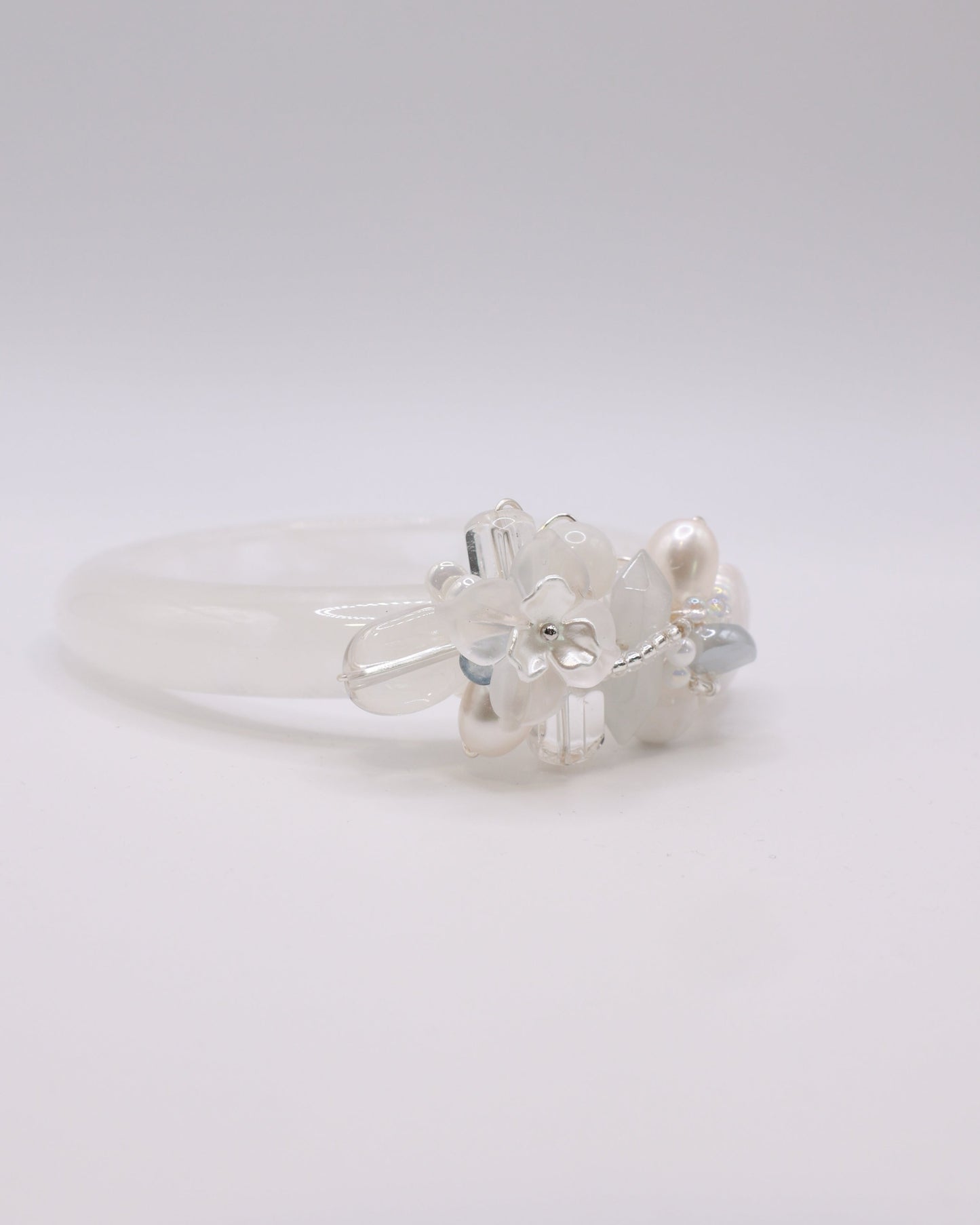 Crystal Frost White Phantom Quartz Crystal Bangle