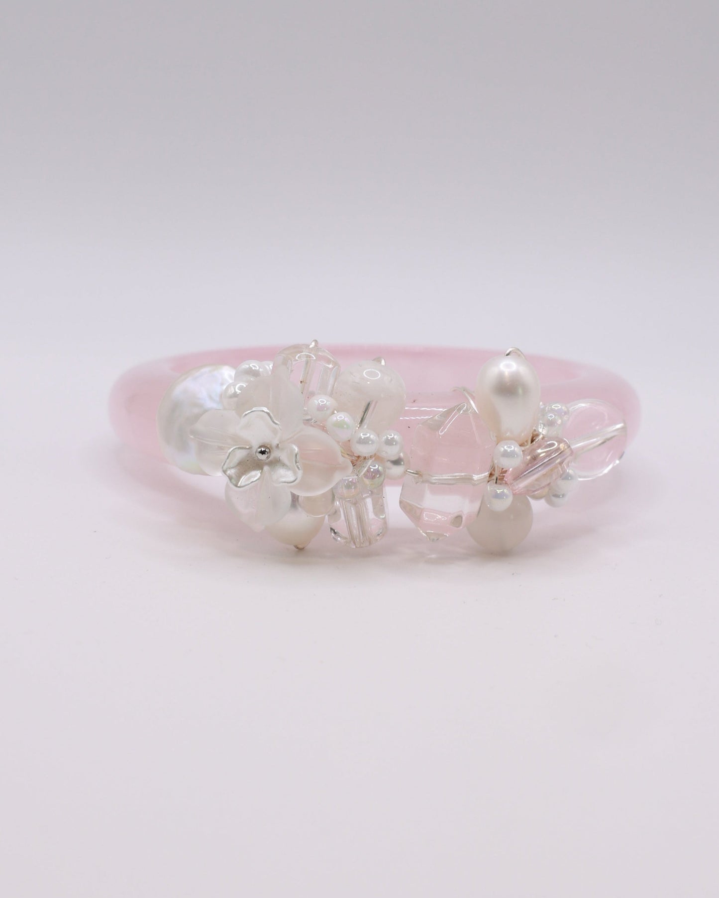 Dreamy Romance Rose Quartz Crystal Bangle