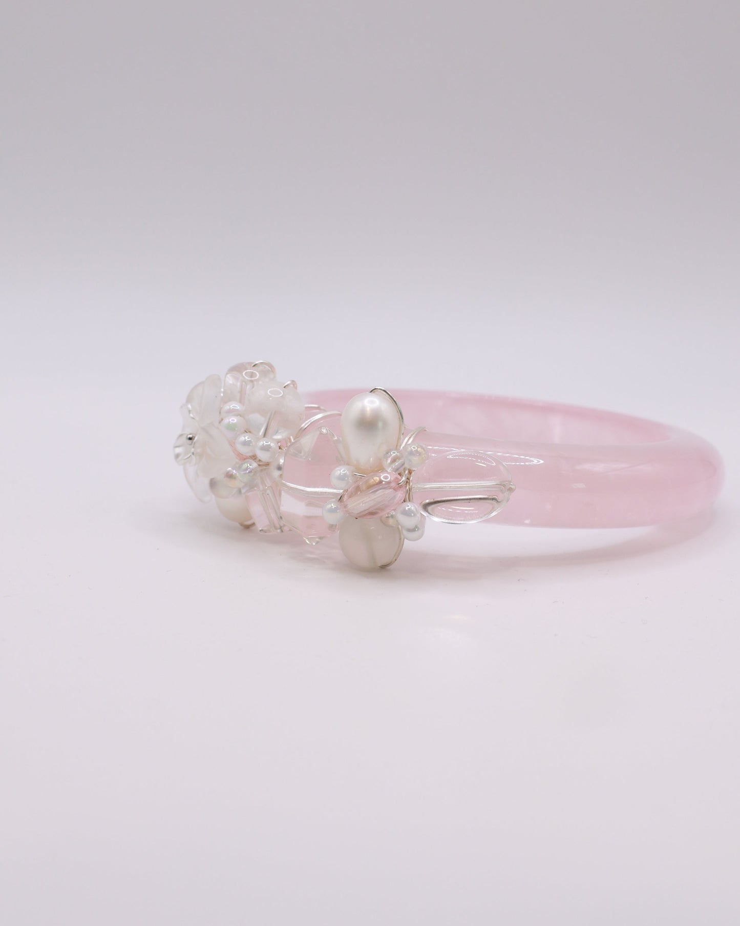 Dreamy Romance Rose Quartz Crystal Bangle
