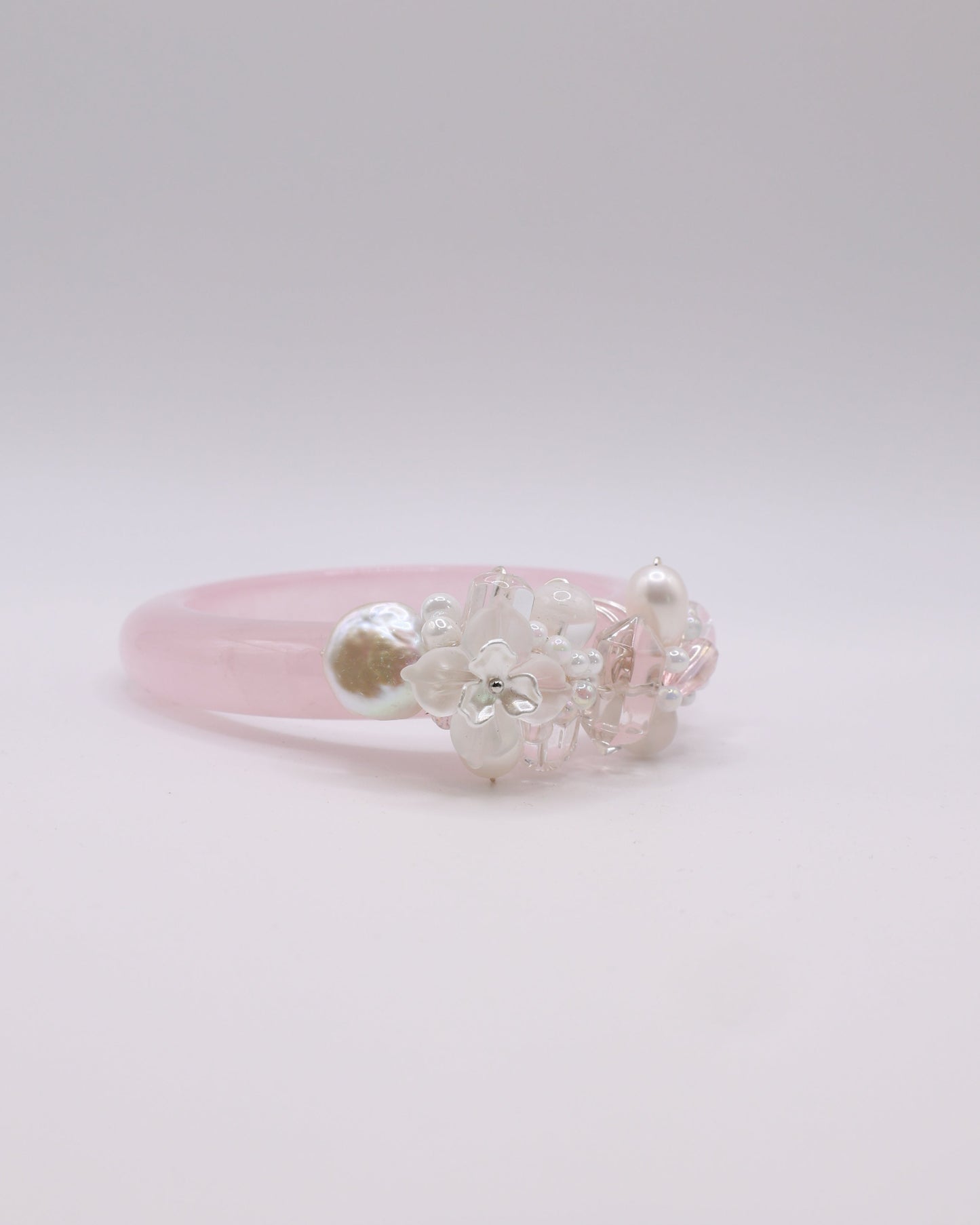 Dreamy Romance Rose Quartz Crystal Bangle