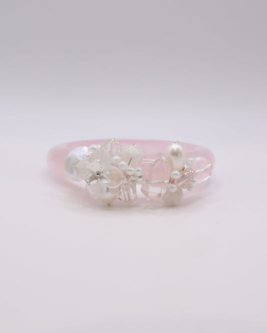 Dreamy Romance Rose Quartz Crystal Bangle