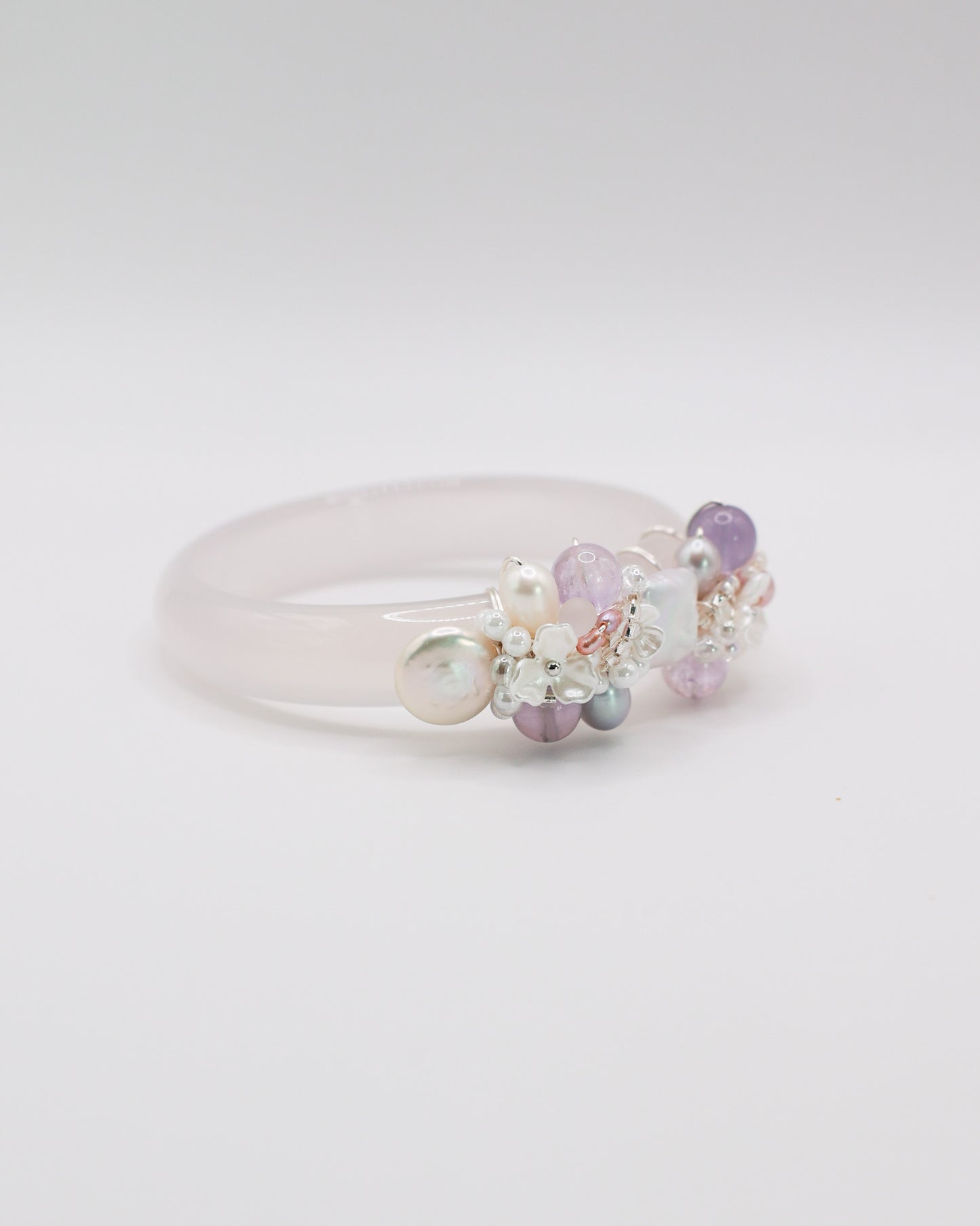 Lavender Drift White Agate Crystal Bangle