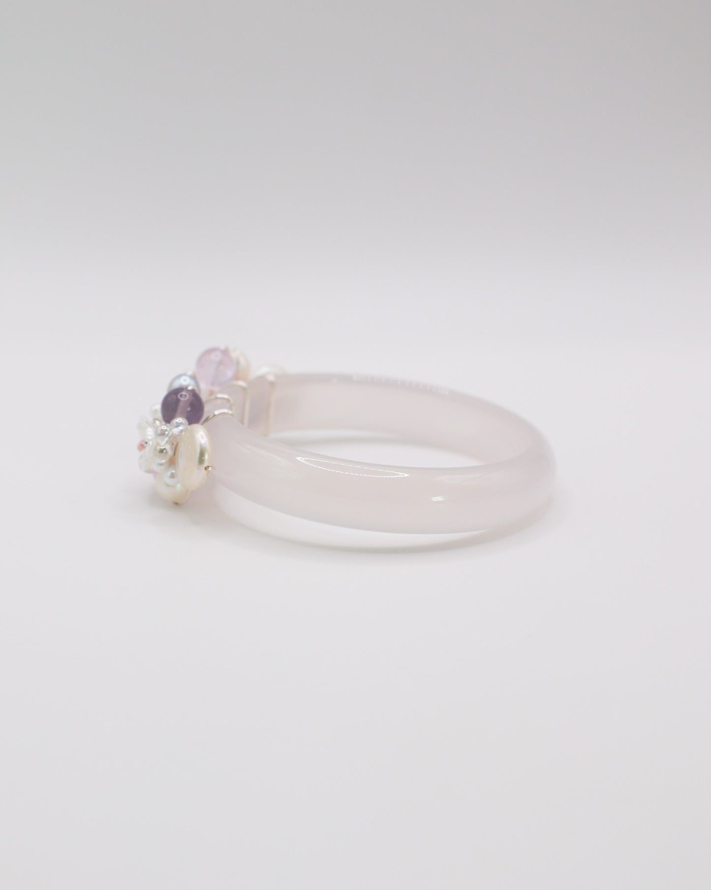 Lavender Drift White Agate Crystal Bangle