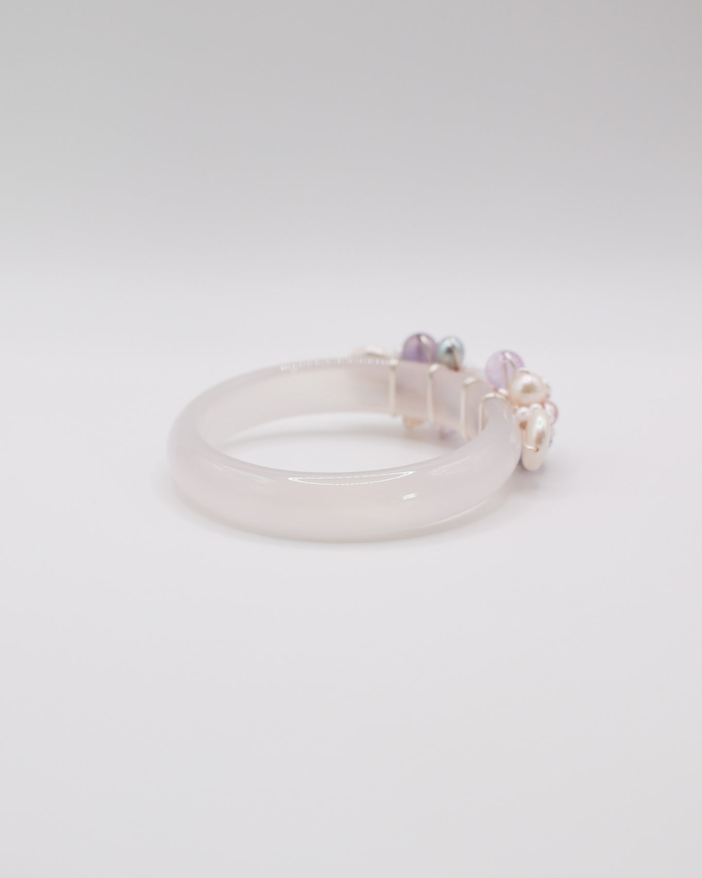 Lavender Drift White Agate Crystal Bangle