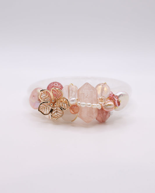Straits Bloom White Phantom Quartz Crystal Bangle