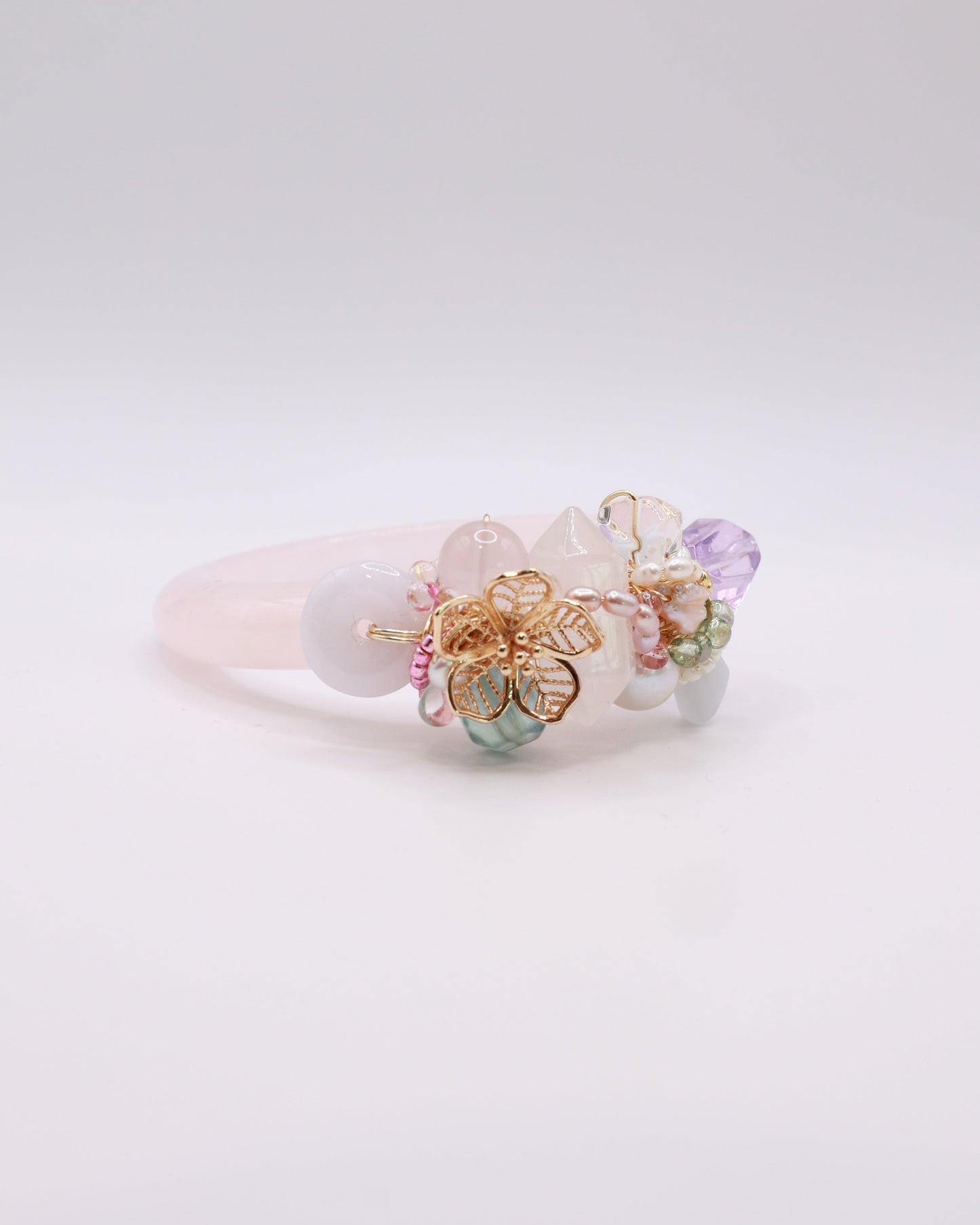 Straits Garden Rose Quartz Crystal Bangle