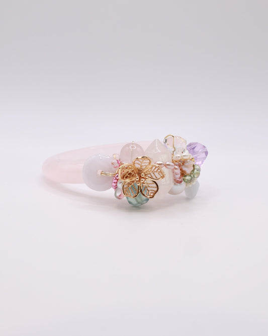 Straits Garden Rose Quartz Crystal Bangle