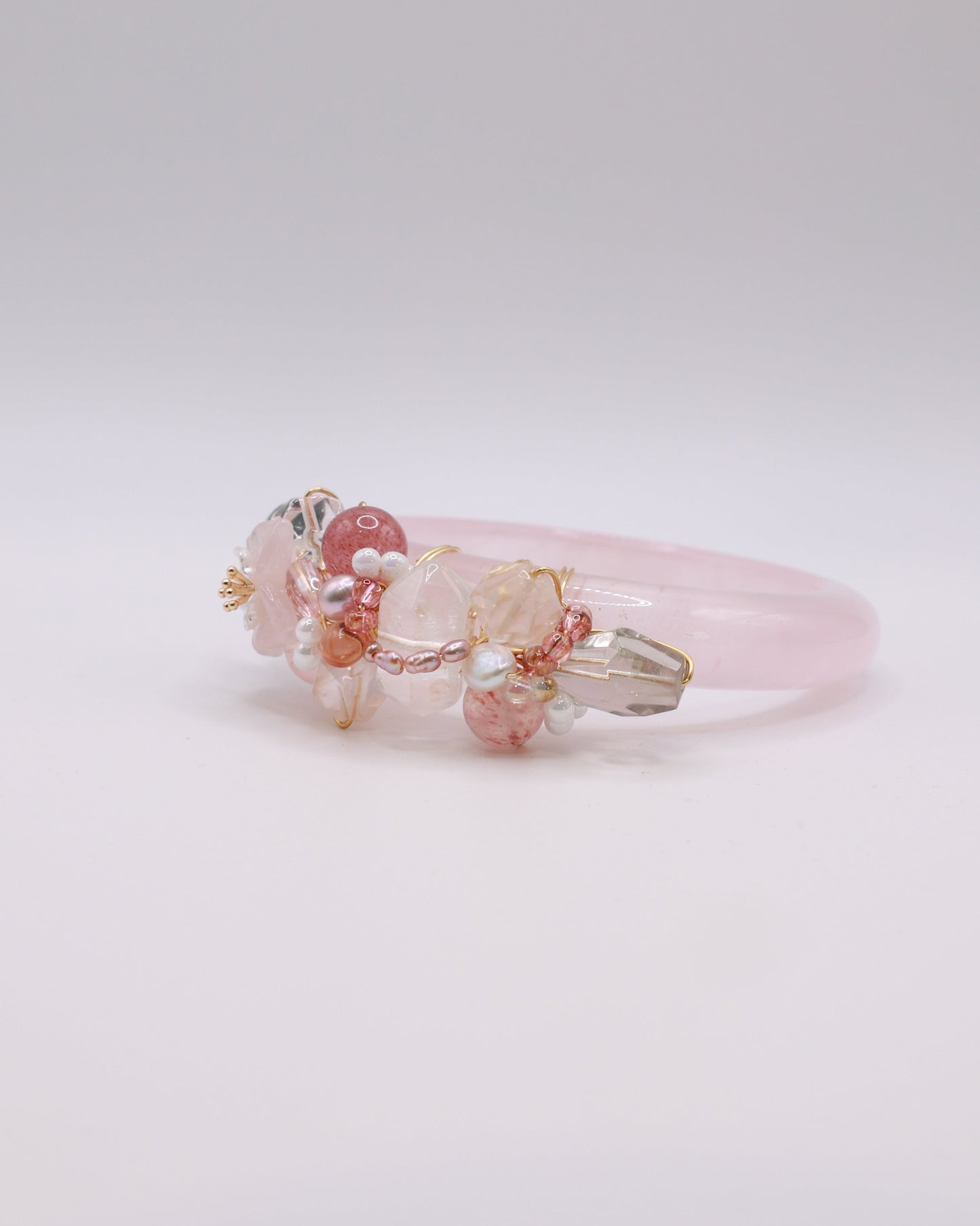 Strawberry Fields Rose Quartz Crystal Bangle