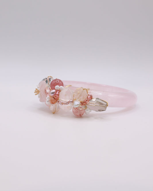 Strawberry Fields Rose Quartz Crystal Bangle