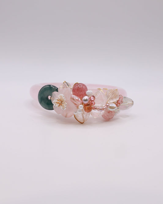 Strawberry Fields Rose Quartz Crystal Bangle