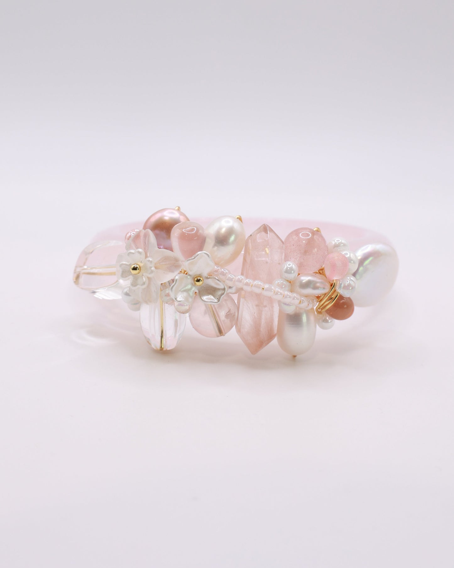 Sugar Blush Rose Quartz Crystal Bangle