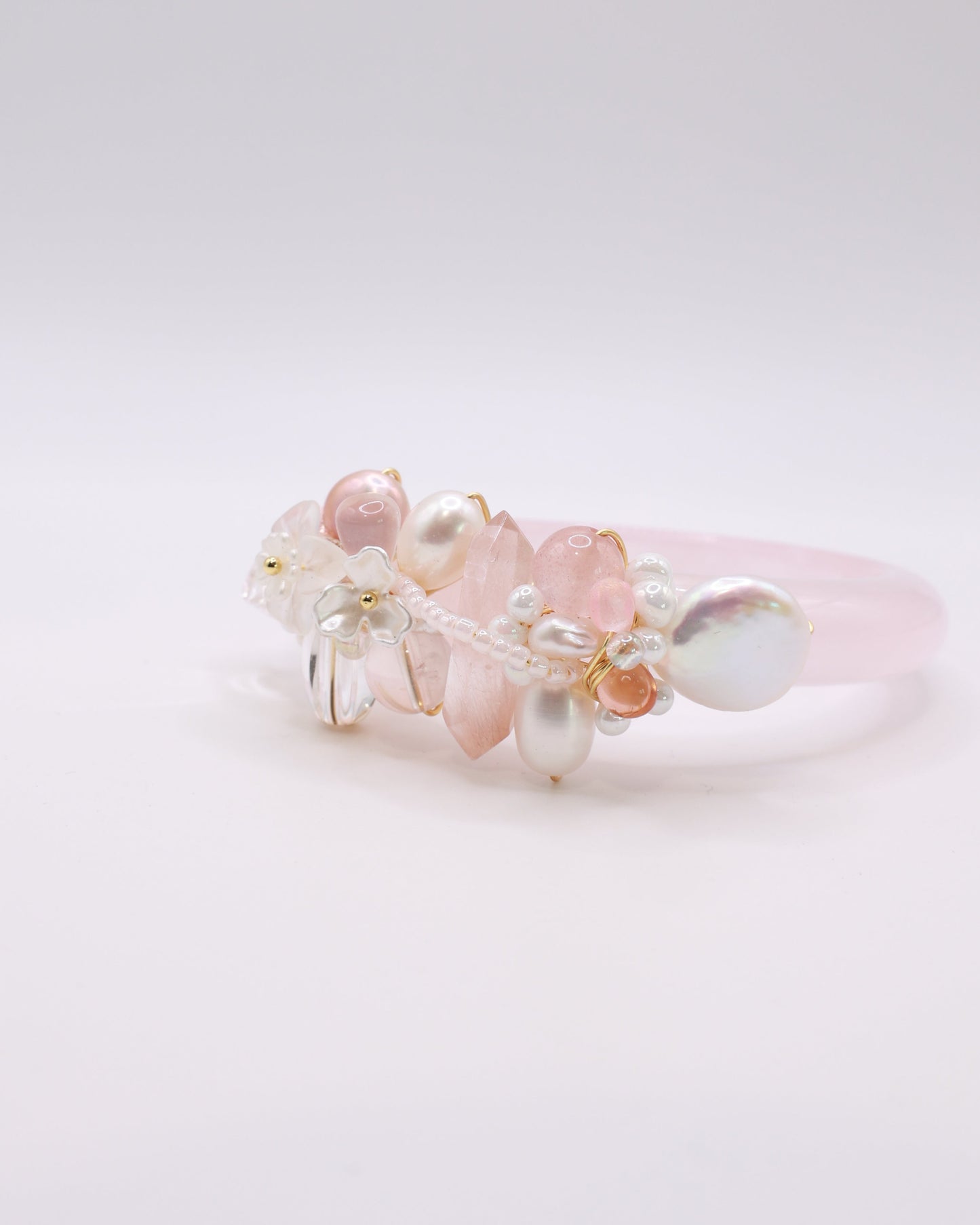 Sugar Blush Rose Quartz Crystal Bangle