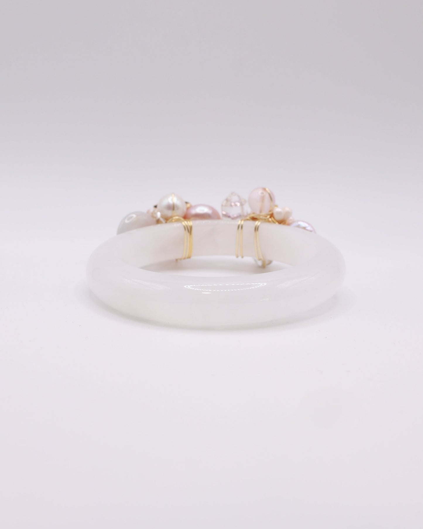 Sweet Blush White Phantom Quartz Crystal Bangle