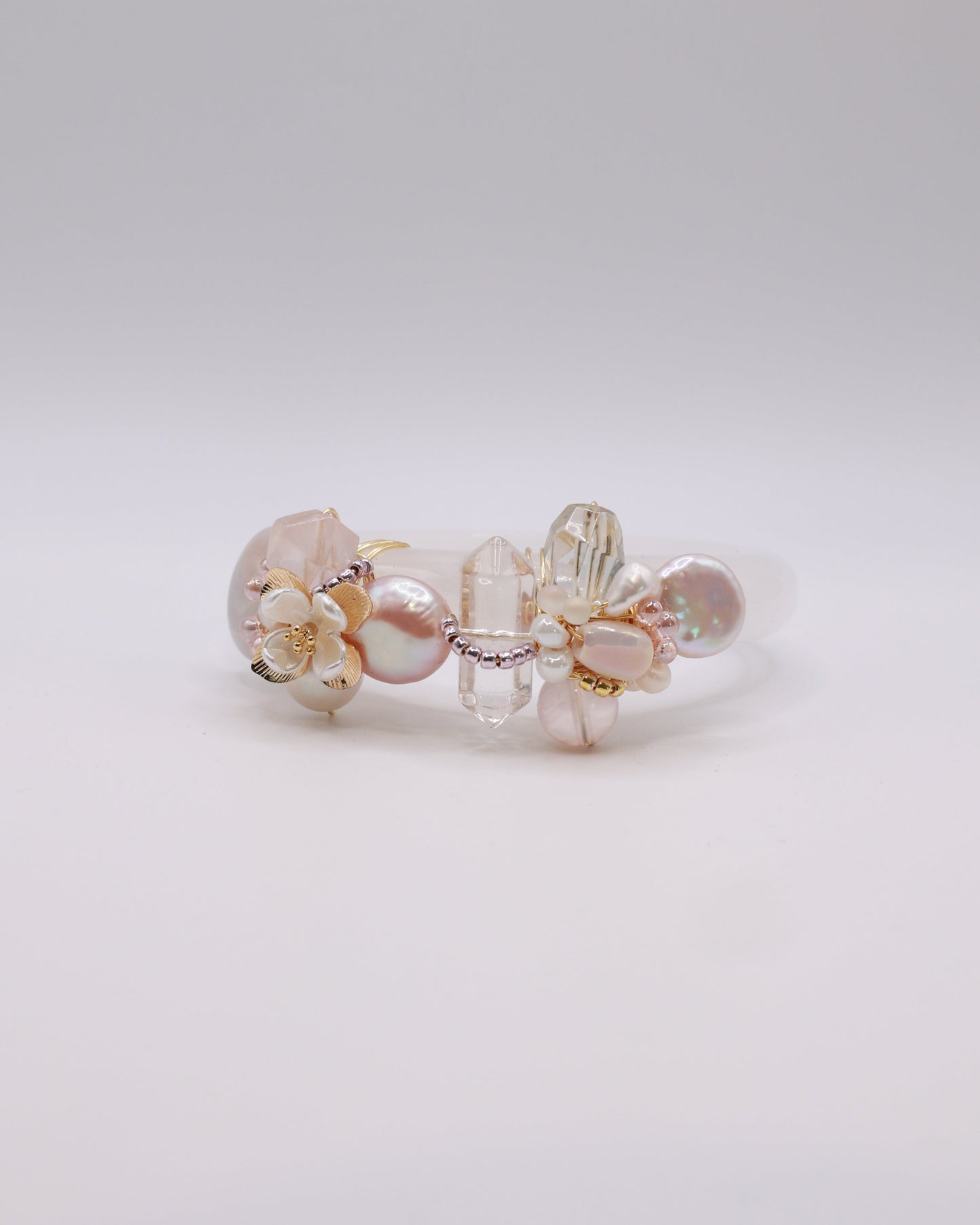 Sweet Blush White Phantom Quartz Crystal Bangle