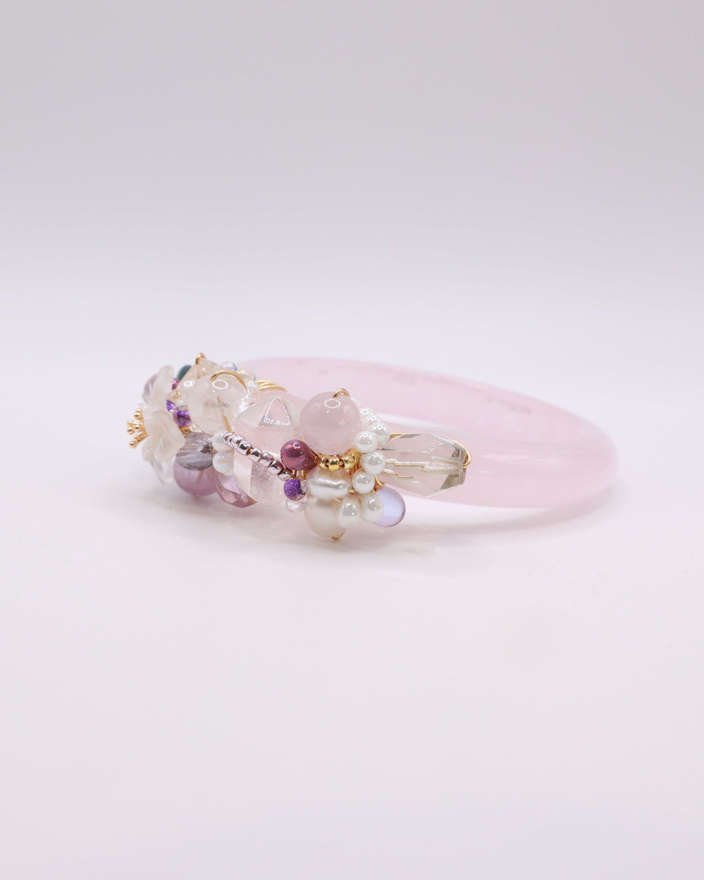 Vanda City Rose Quartz Crystal Bangle