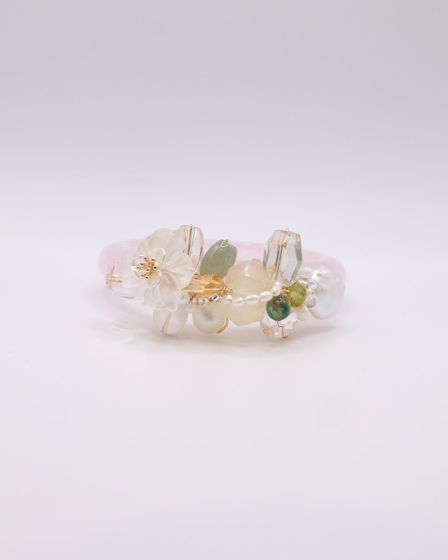 Vanilla Yuzu Rose Quartz Crystal Bangle