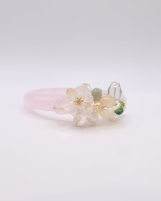 Vanilla Yuzu Rose Quartz Crystal Bangle