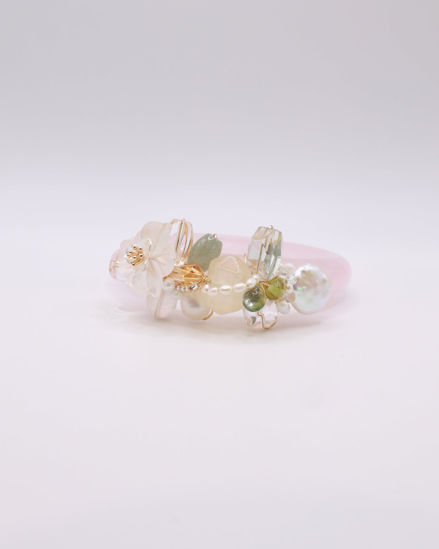 Vanilla Yuzu Rose Quartz Crystal Bangle