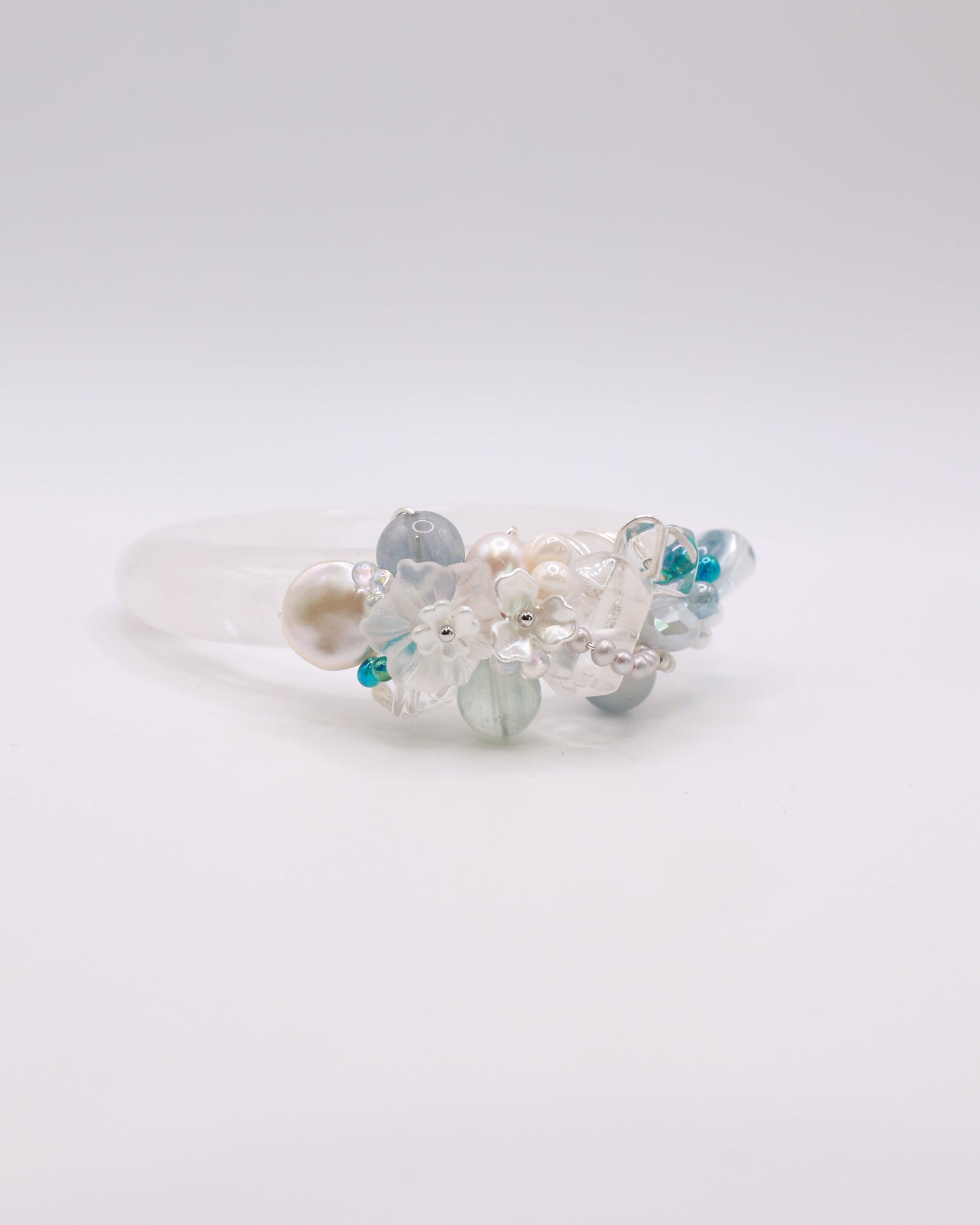 Whispering Calm White Phantom Quartz Crystal Bangle
