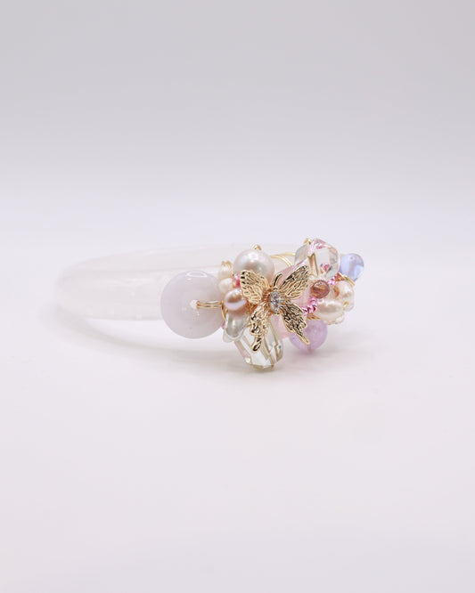 Wings of Hope White Phantom Quartz Crystal Bangle