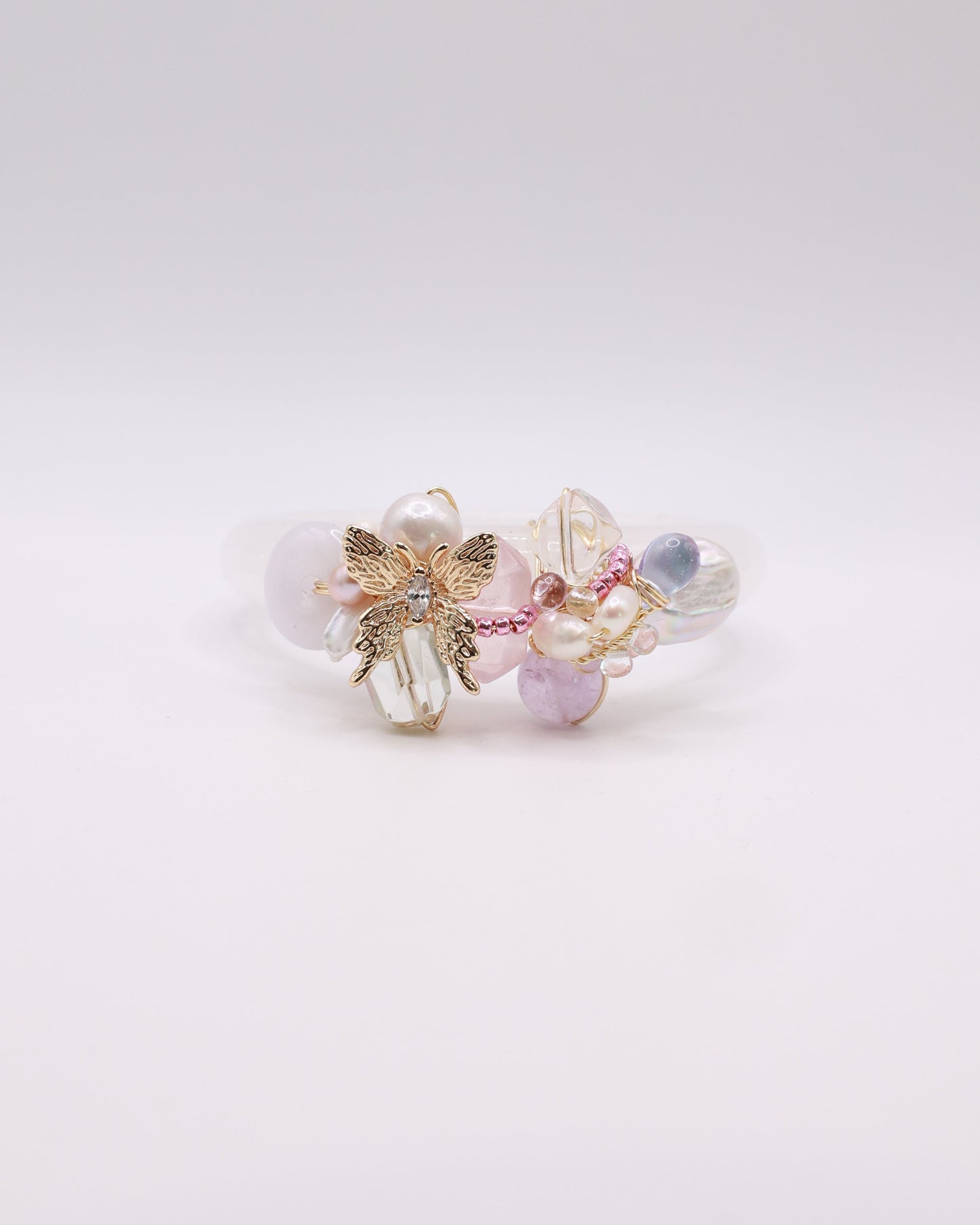 Wings of Hope White Phantom Quartz Crystal Bangle