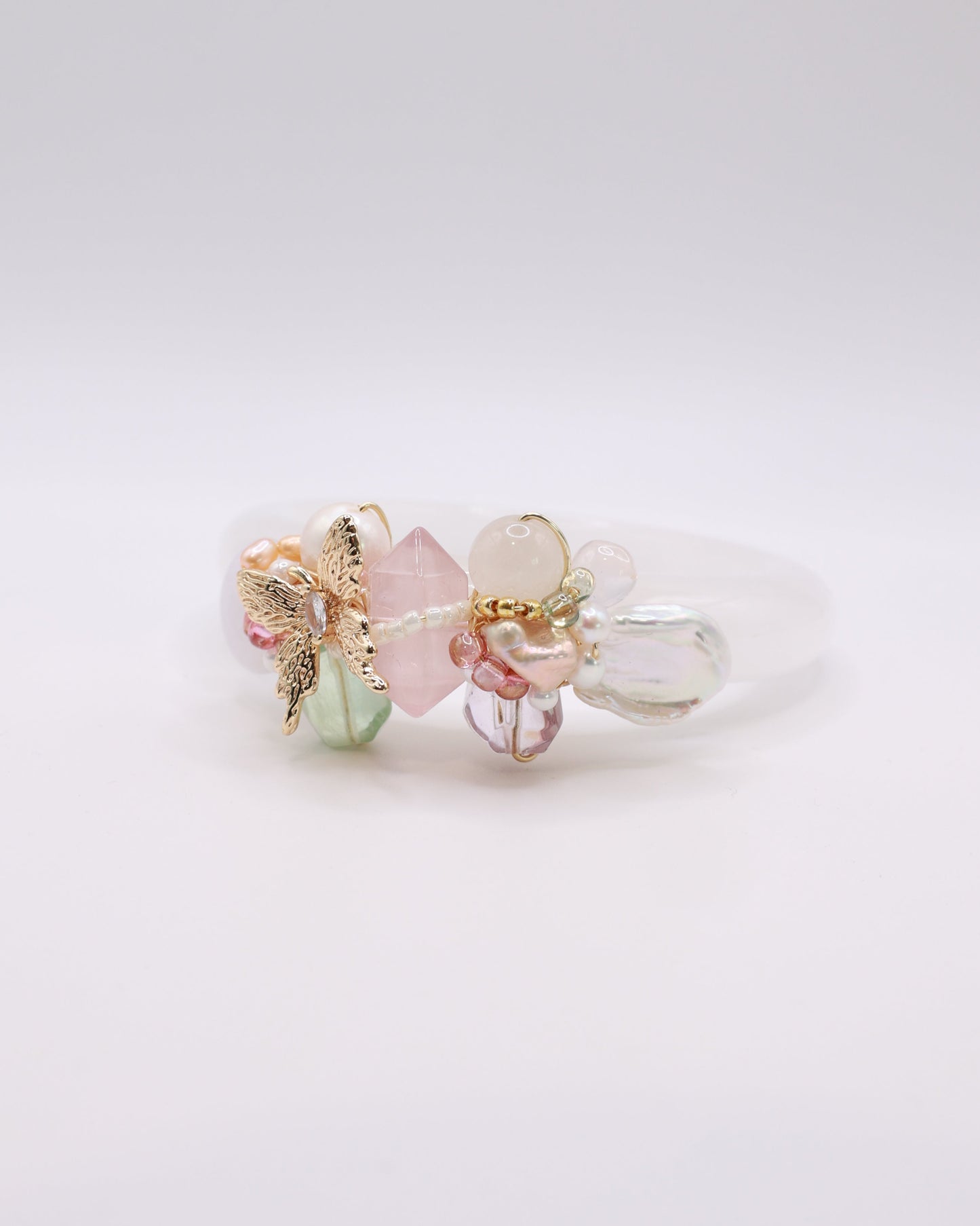 Wings of Joy White Phantom Quartz Crystal Bangle