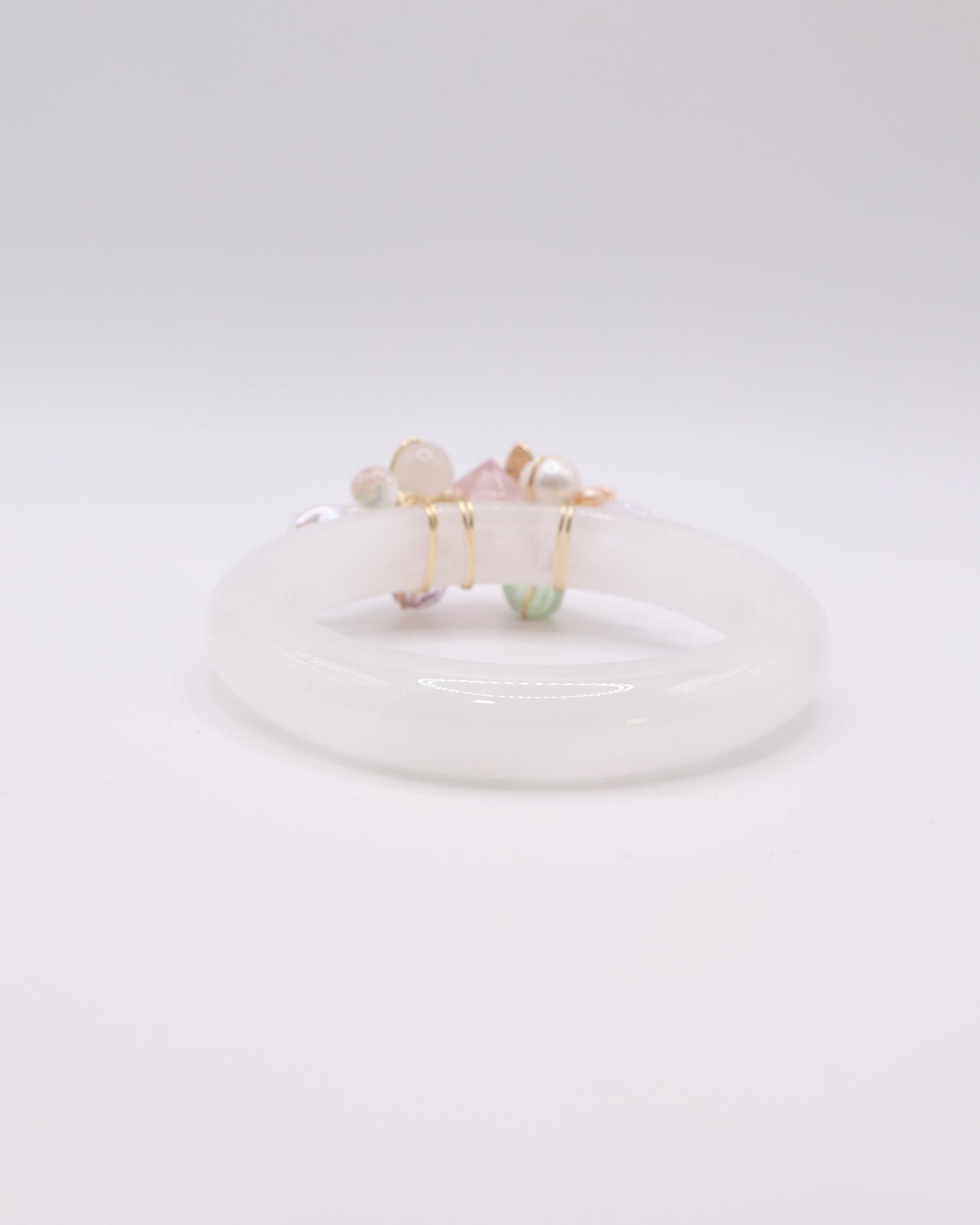 Wings of Joy White Phantom Quartz Crystal Bangle