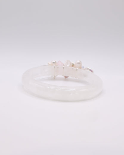 Blushing Pearl White Phantom Quartz Crystal Bangle