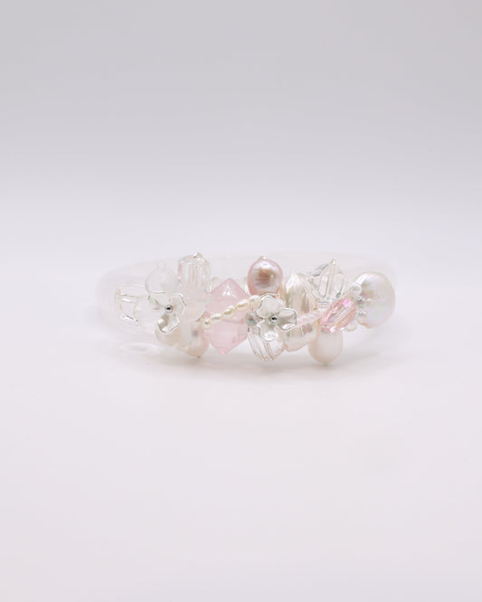 Blushing Pearl White Phantom Quartz Crystal Bangle