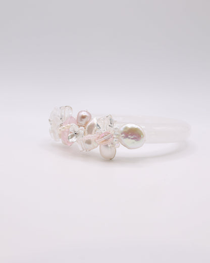 Blushing Pearl White Phantom Quartz Crystal Bangle