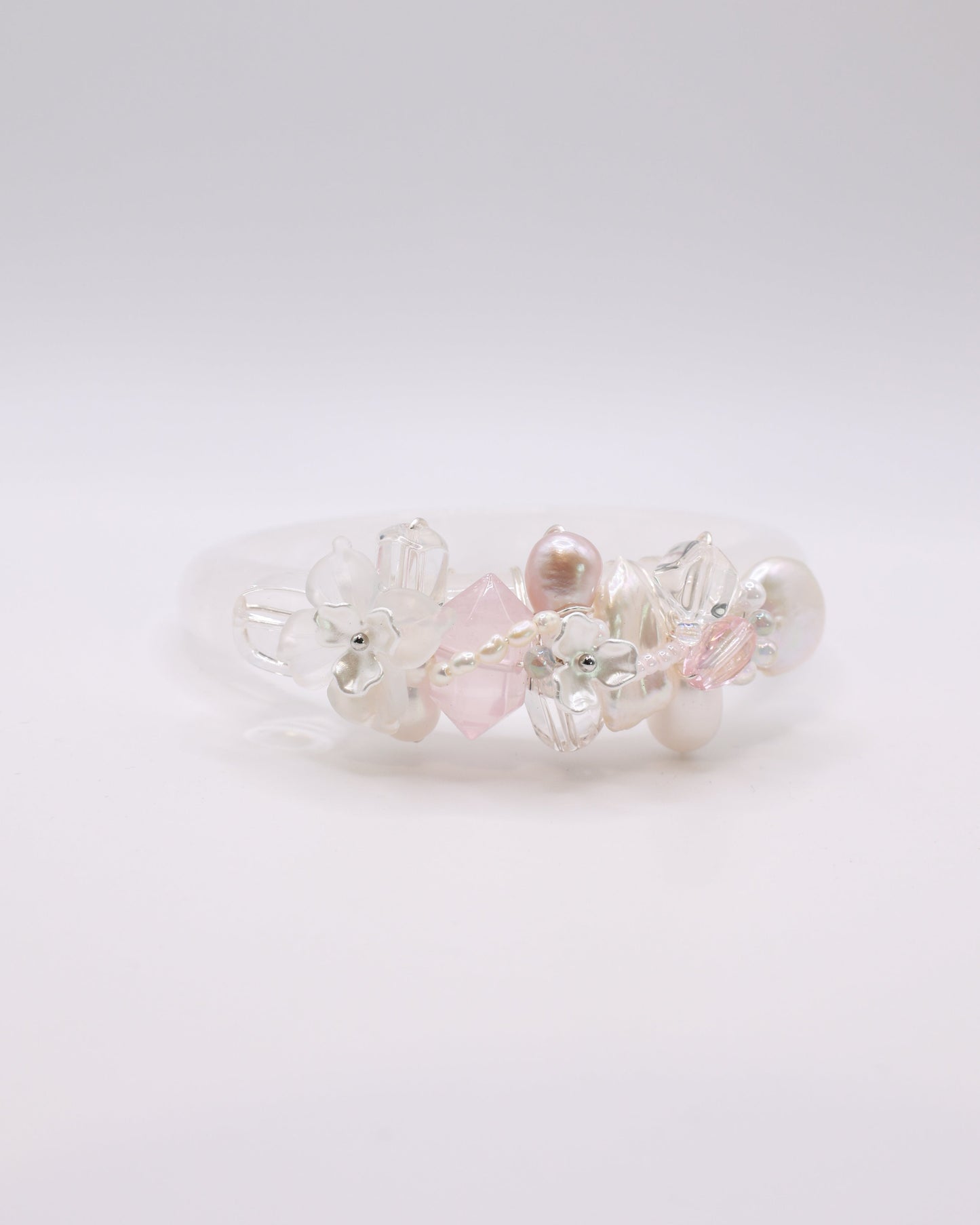 Blushing Pearl White Phantom Quartz Crystal Bangle