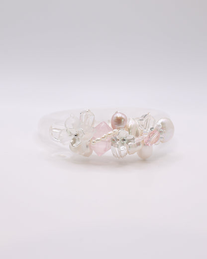 Blushing Pearl White Phantom Quartz Crystal Bangle