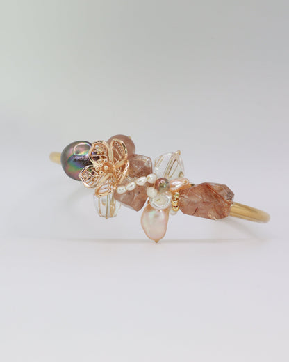 cuff bangle with beads and gold elements