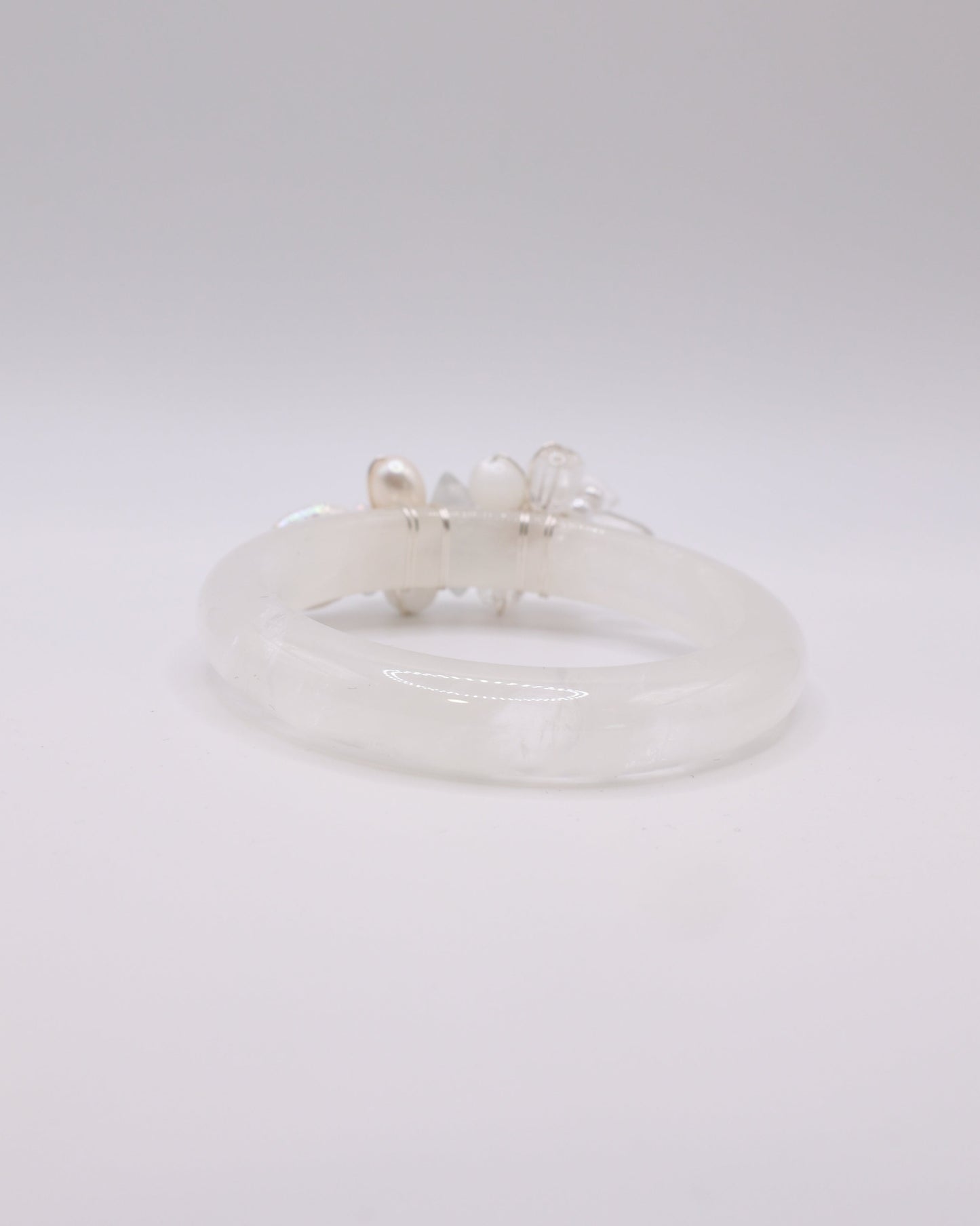Crystal Frost White Phantom Quartz Crystal Bangle