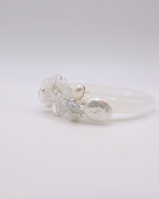 Crystal Frost White Phantom Quartz Crystal Bangle