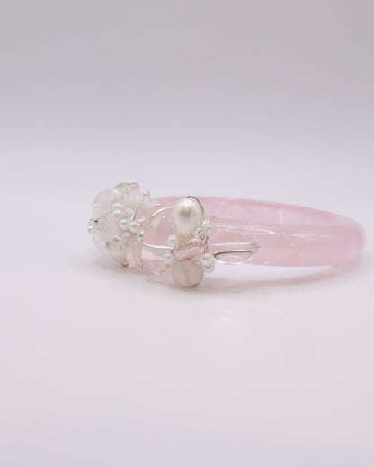 Dreamy Romance Rose Quartz Crystal Bangle