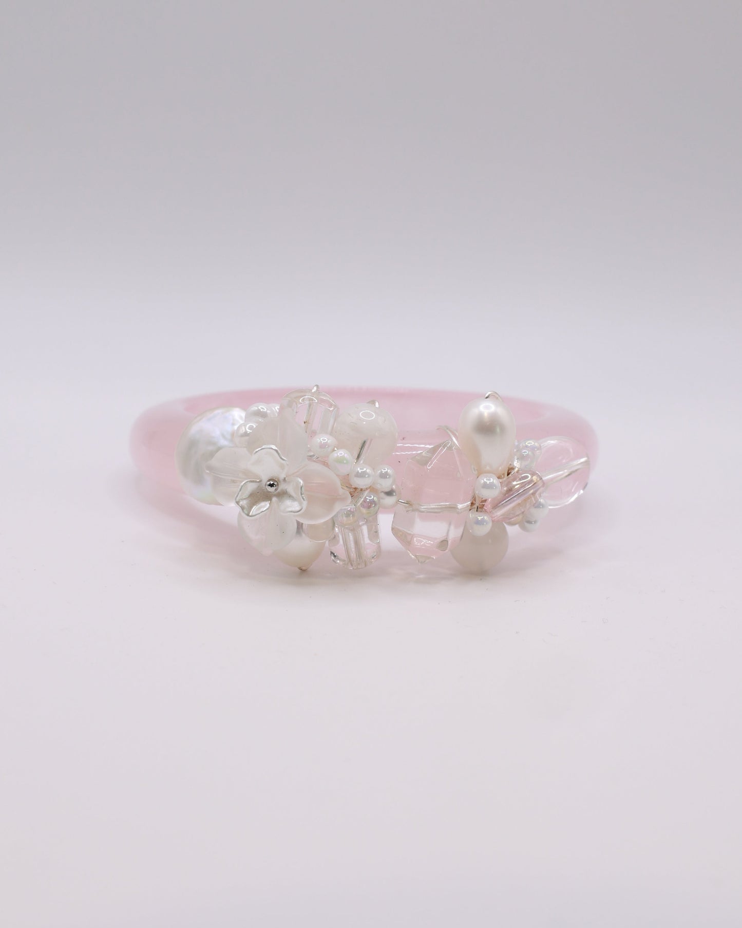 Dreamy Romance Rose Quartz Crystal Bangle
