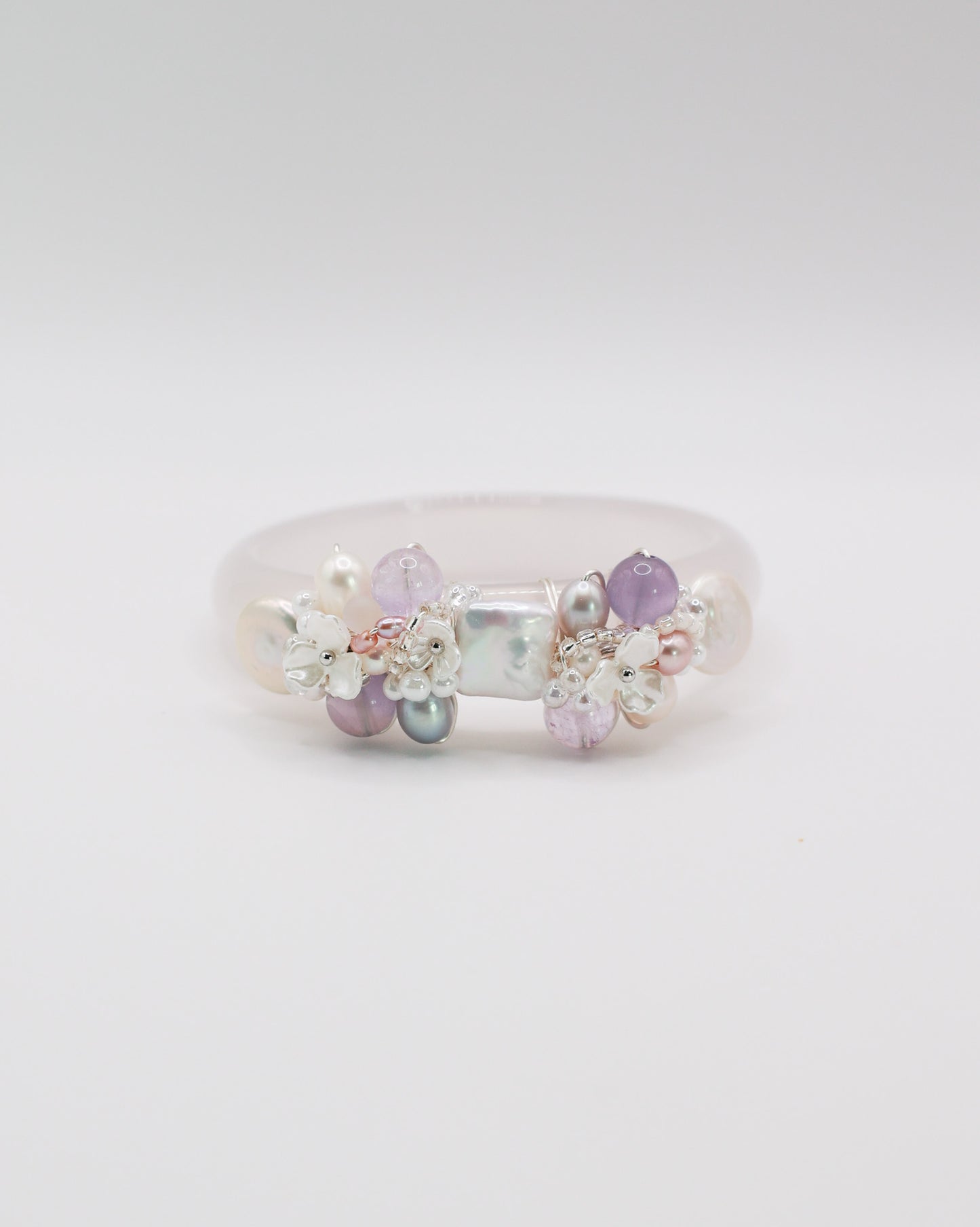 Lavender Drift White Agate Crystal Bangle