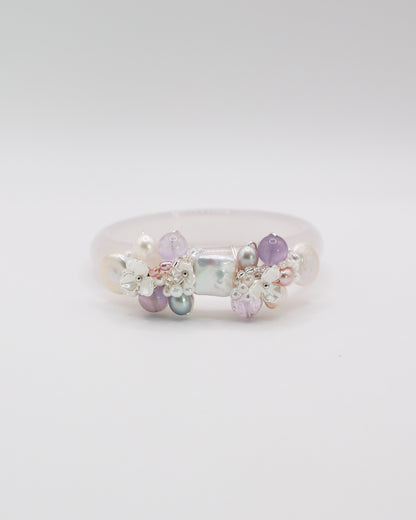 Lavender Drift White Agate Crystal Bangle
