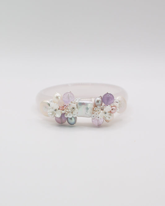 Lavender Drift White Agate Crystal Bangle