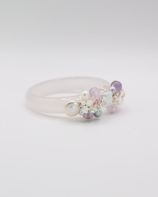 Lavender Drift White Agate Crystal Bangle