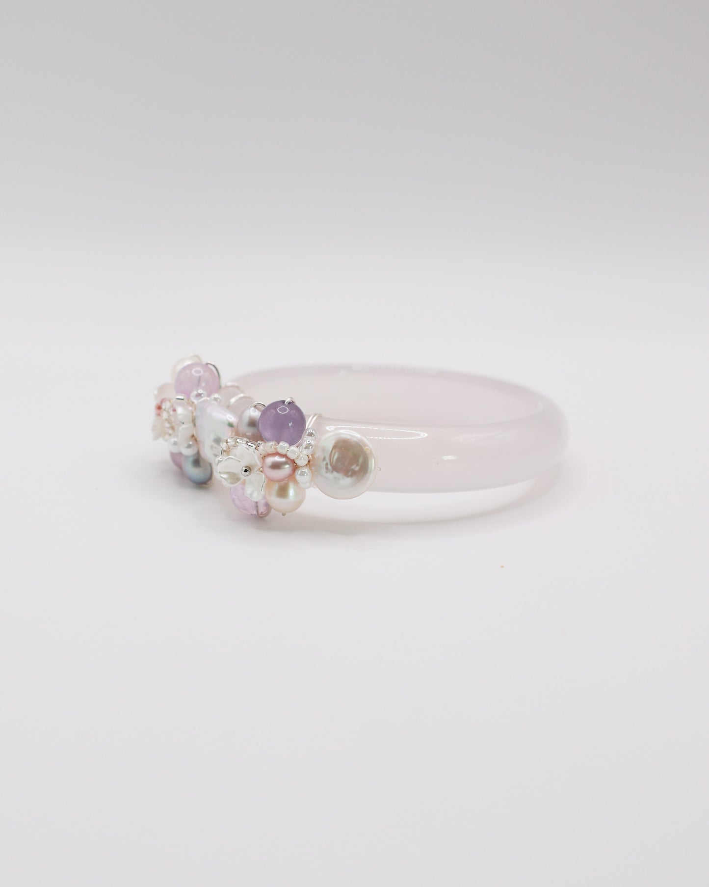 Lavender Drift White Agate Crystal Bangle