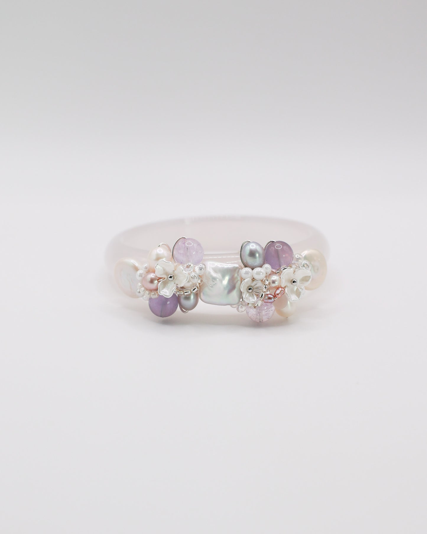 Lavender Drift White Agate Crystal Bangle