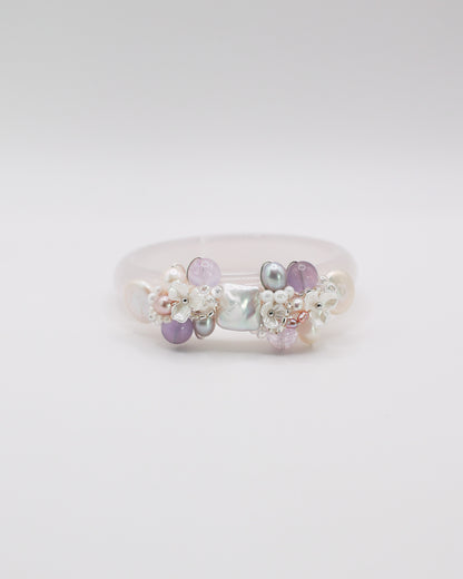 Lavender Drift White Agate Crystal Bangle