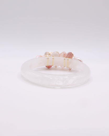 Straits Bloom White Phantom Quartz Crystal Bangle