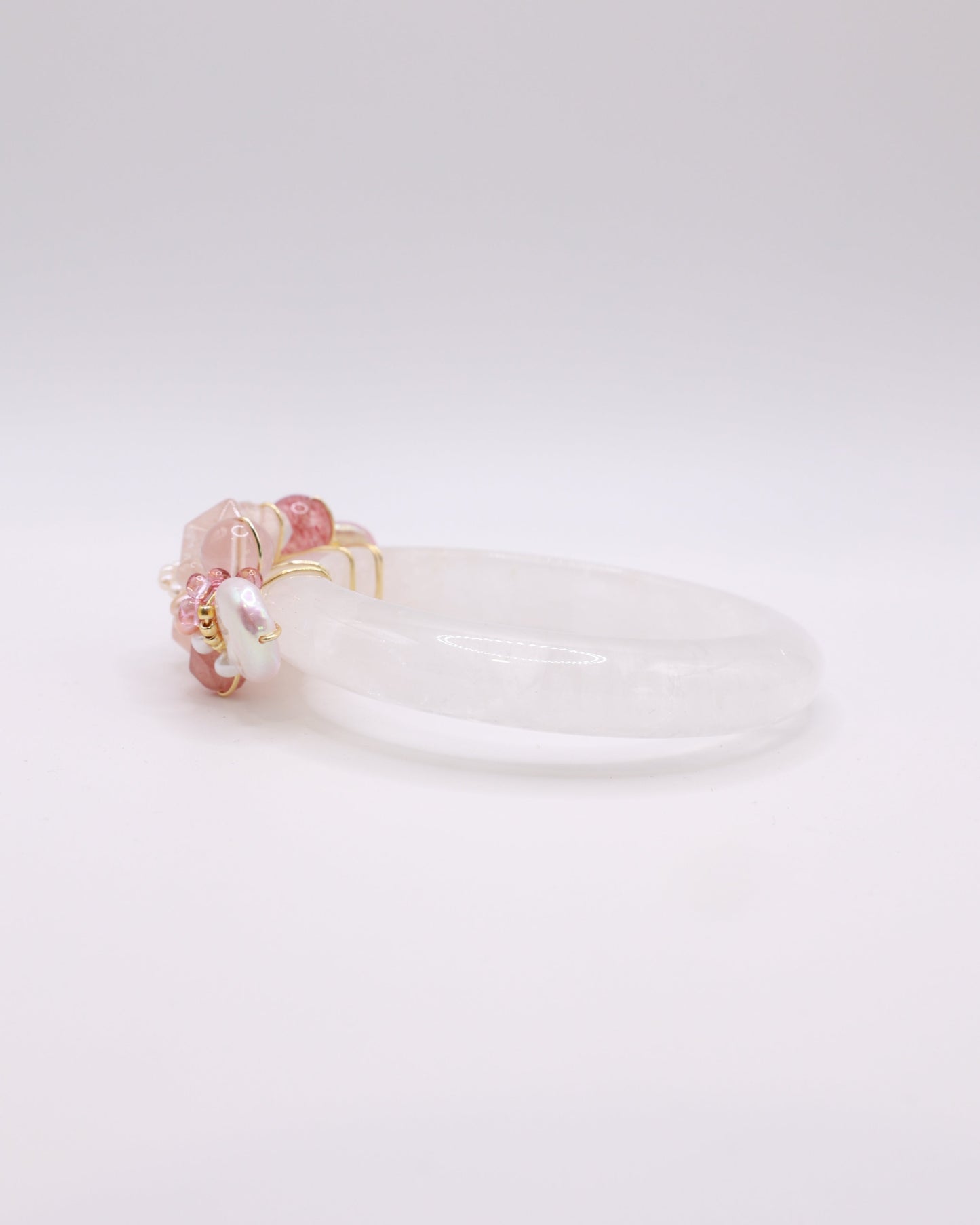 Straits Bloom White Phantom Quartz Crystal Bangle
