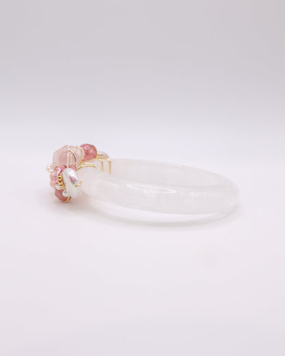 Straits Bloom White Phantom Quartz Crystal Bangle