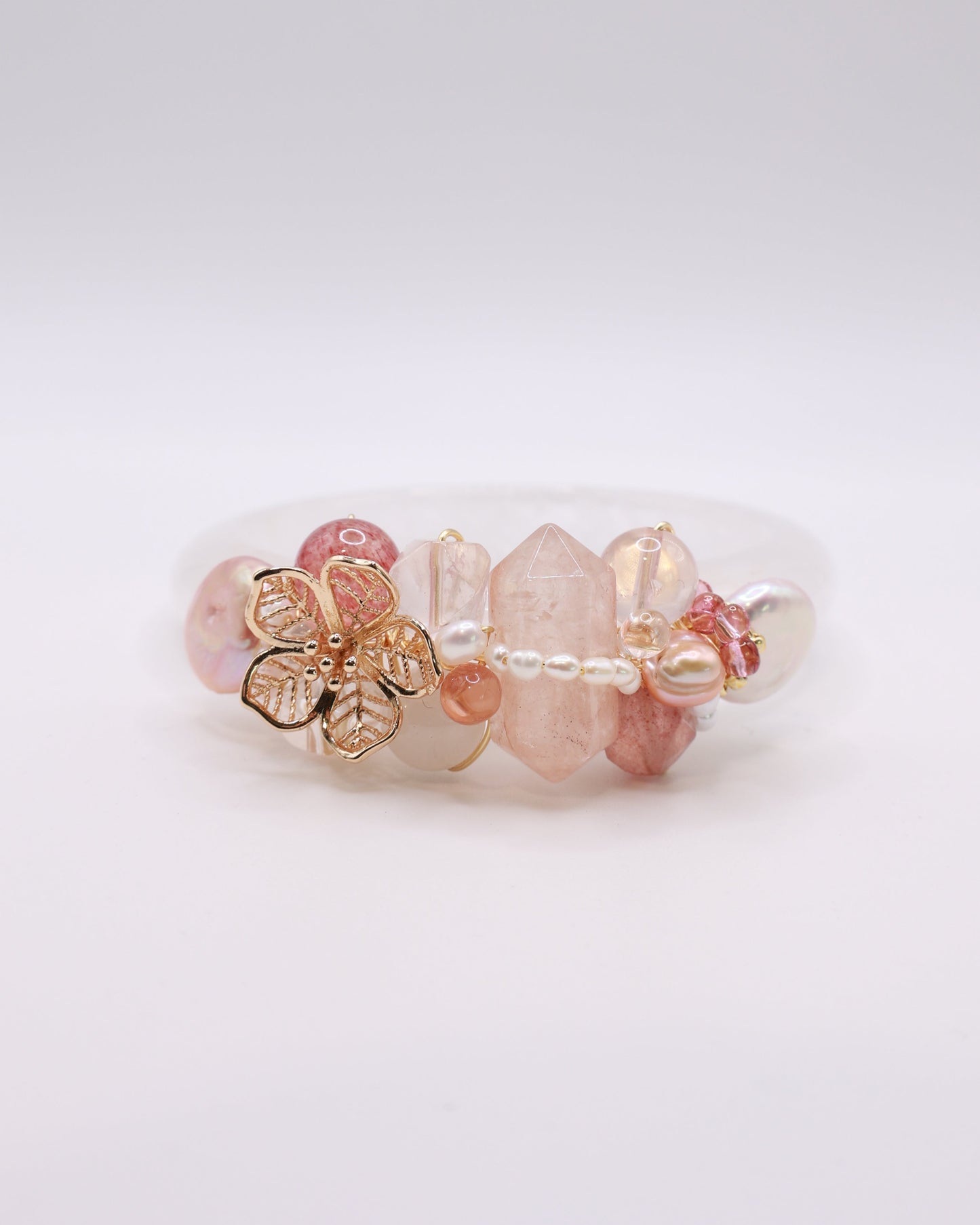 Straits Bloom White Phantom Quartz Crystal Bangle